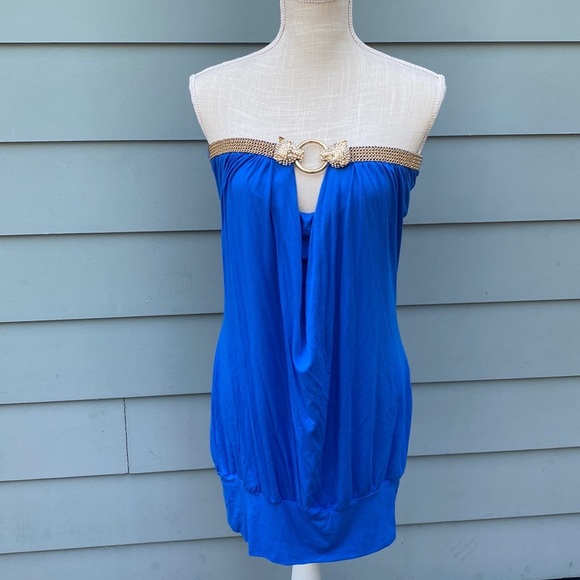 Sky Dresses & Skirts - Sky brand strapless tiger metal accent chain mini cocktail club dress